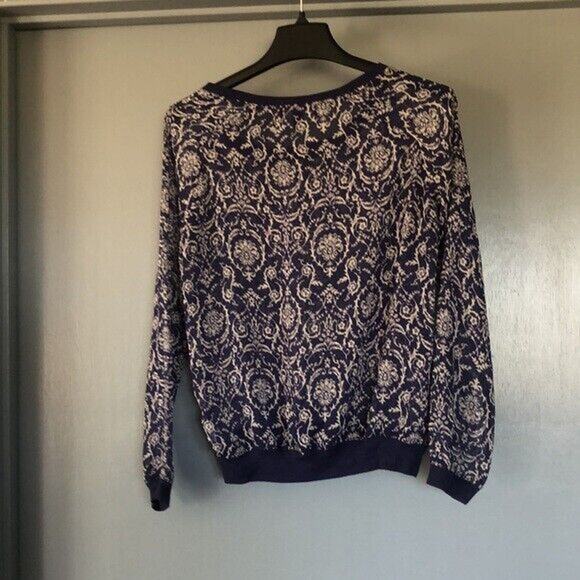Mason + Mackenzie Size Small Sheer Blue Long Sleeve Polyester Woman's Crewneck - Picture 2 of 6